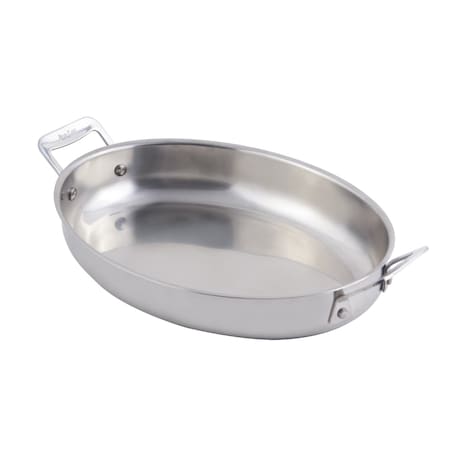 Bon Chef Cucina Oval Au Gratin, Ind Btm, 12" X 9 1/8" X 2 1/4", 2 1/2" Qt 60002